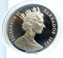 1992 BARBADOS Discovery of NEW WORLD Old Proof Silver 10 Dollars Coin i104013