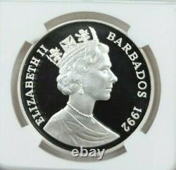 1992 Barbados Silver 10 Dollars Discovery Of America Ngc Pf 70 Ultra Cameo Pop 1