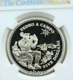 1994 Barbados Silver 5 Dollars Pedro A Campo Ngc Pf 69 Ultra Cameo Top Pop 1