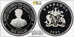 1995 Barbados 1 Silver Dollar Queen Mother's 95th Birthday, PCGS PR67 DCAM