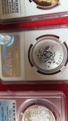 2017 Barbados Neptune's Trident 1oz. 999 Silver Coin NGC MS 70 proof centamerica