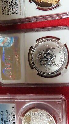 2017 Barbados Neptune's Trident 1oz. 999 Silver Coin NGC MS 70 proof centamerica