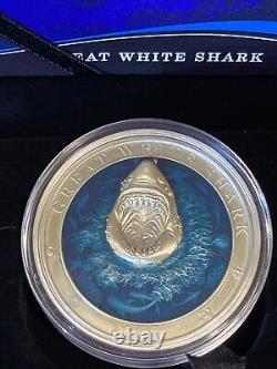 2018 3oz Silver $5 Barbados Great White Shark Underwater World Series 94/999