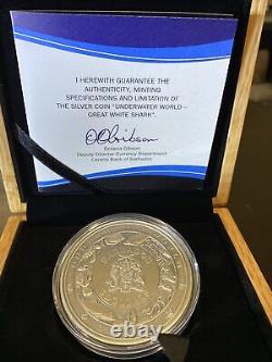 2018 3oz Silver $5 Barbados Great White Shark Underwater World Series 94/999