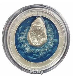 2018 Barbados Fine Silver 3oz $5 Underwater World Great White Shark #217