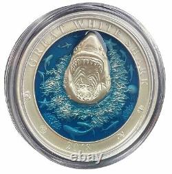 2018 Barbados Fine Silver 3oz $5 Underwater World Great White Shark #25-17