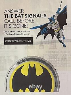 2019 99.99% Pure Silver. Glow-in-the-dark-coin. The Bat Signal