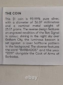 2019 99.99% Pure Silver. Glow-in-the-dark-coin. The Bat Signal