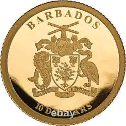 2020 Barbados Gold 999 Coin Hawksbill Sea Turtle Save Ocean Fauna Proof Wildlife