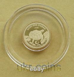 2020 Barbados Gold 999 Coin Hawksbill Sea Turtle Save Ocean Fauna Proof Wildlife