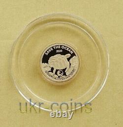 2020 Barbados Gold 999 Coin Hawksbill Sea Turtle Save Ocean Fauna Proof Wildlife