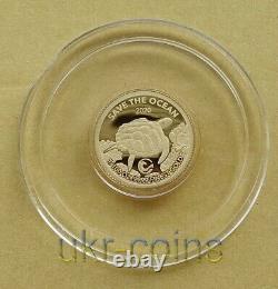 2020 Barbados Gold 999 Coin Hawksbill Sea Turtle Save Ocean Fauna Proof Wildlife