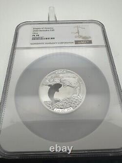 2020 Barbados Shapes America 1 oz PR. 999 Silver Orca Whale NGC PL70