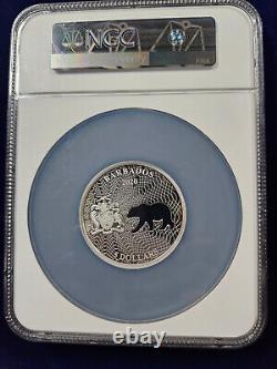 2020 Barbados Shapes of America 1 Oz Silver Proof-like Grizzly Coin NGC PL70