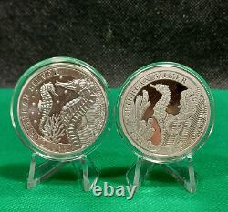 2021, 2022 Barbados $2, Caribbean Silver Seahorses, 1ozt X 2 = 2 OZT. 999 Silver