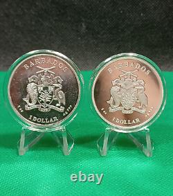 2021, 2022 Barbados $2, Caribbean Silver Seahorses, 1ozt X 2 = 2 OZT. 999 Silver