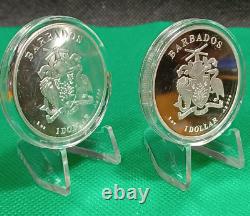 2021, 2022 Barbados $2, Caribbean Silver Seahorses, 1ozt X 2 = 2 OZT. 999 Silver