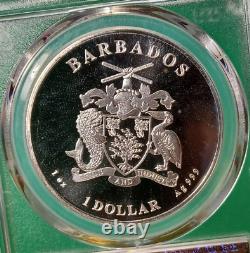 2021 Barbados $1 Caribbean Silver Seahorse PCGS MS69 First-Strike