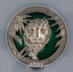 2021 Barbados 3oz Silver $5 coin Colours of Wildlife Tiger NGC MS70 with COA