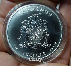 2021 Barbados Caribbean Octopus 999 1oz fine silver coin C342