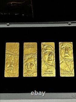 2021 Barbados MOUNT RUSHMORE 4-COIN SET 24K GOLD PLATED (058/250) Low Mintage