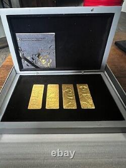 2021 Barbados MOUNT RUSHMORE 4-COIN SET 24K GOLD PLATED (058/250) Low Mintage