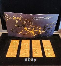 2021 Barbados Mount Rushmore 4-Coin Set 24K Gold Plated (007/250) Low MintageCOA