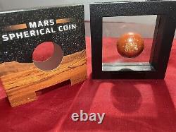 2021 Barbados SPHERICAL MARS 3D Planet 1 Oz Ag Coin 5$ Antq'd Finish+BONUS PKG