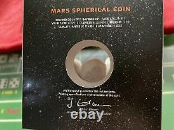 2021 Barbados SPHERICAL MARS 3D Planet 1 Oz Ag Coin 5$ Antq'd Finish+BONUS PKG