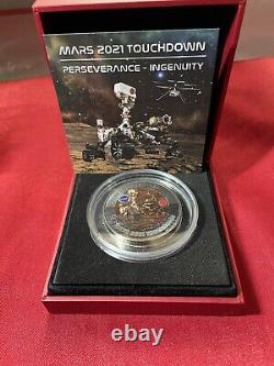 2021 Barbados SPHERICAL MARS 3D Planet 1 Oz Ag Coin 5$ Antq'd Finish+BONUS PKG