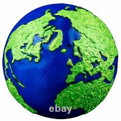 2022 3 oz Silver Blue Marble Green Planet Earth Spherical Coin Barbados. 999