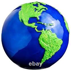 2022 3 oz Silver Blue Marble Green Planet Earth Spherical Coin Barbados. 999