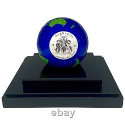 2022 3 oz Silver Blue Marble Green Planet Earth Spherical Coin Barbados. 999