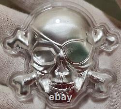 2022 5 Oz Silver $5 Barbados TREASURE ISLAND SKULL Coin