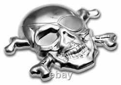 2022 5 Oz Silver $5 Barbados TREASURE ISLAND SKULL Coin