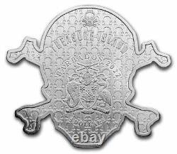 2022 5 Oz Silver $5 Barbados TREASURE ISLAND SKULL Coin