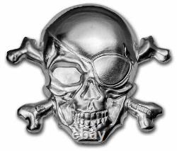 2022 5 Oz Silver $5 Barbados TREASURE ISLAND SKULL Coin