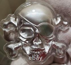 2022 5 Oz Silver $5 Barbados TREASURE ISLAND SKULL Coin