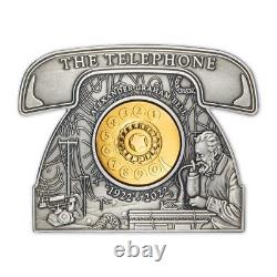 2022 Barbados 100th Anniversary Alexander Graham Bell Telephone Shaped 3 oz S