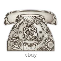 2022 Barbados 100th Anniversary Alexander Graham Bell Telephone Shaped 3 oz S