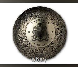 2022 Barbados $5 1oz Pure Silver Mercury Spherical Planet Antiqued Coin