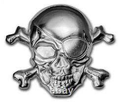 2022 Barbados 5 oz Silver $5 Treasure Island Skull Coin