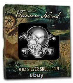 2022 Barbados 5 oz Silver $5 Treasure Island Skull Coin