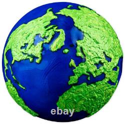 2022 Barbados Blue Marble Earth Spherical Green Planet 3 oz Silver $5 Coin BU