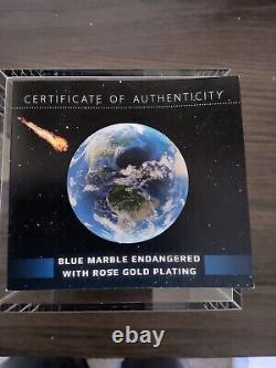 2022 Barbados Blue Marble Endangered Rose Gold Plating Rare