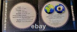 2022 Barbados Blue Marble Green Planet Earth 3 oz Silver $5 BU Coin OGP withCOA