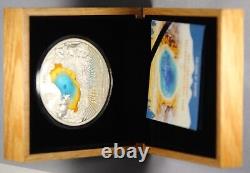 2022 Barbados Colours of Nature Yellowstone NP 150 g Gram Silver $5 Coin