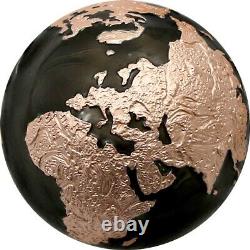 2022 Barbados Dark Marble with Rose Gold Plating 3oz Spherical Silver very rare