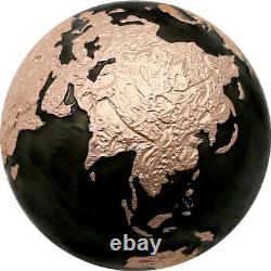 2022 Barbados Dark Marble with Rose Gold Plating 3oz Spherical Silver very rare