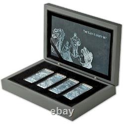 2022 Barbados Lady Liberty 4 x 1 oz silver coin set (blue nano icing finish)